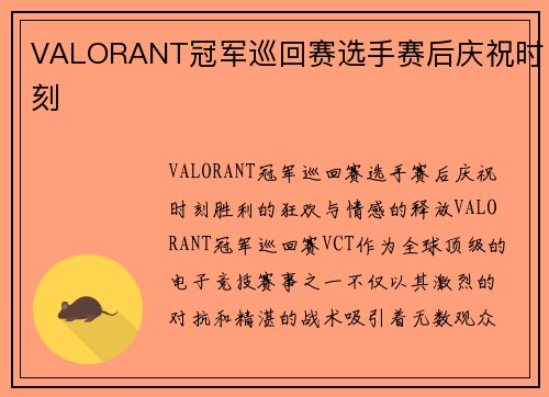 VALORANT冠军巡回赛选手赛后庆祝时刻