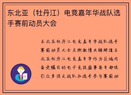 东北亚（牡丹江）电竞嘉年华战队选手赛前动员大会