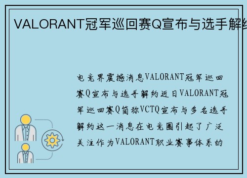 VALORANT冠军巡回赛Q宣布与选手解约